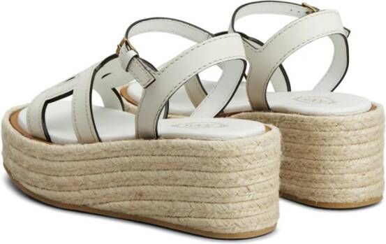 Tod's interwoven-strap leather platform sandals White