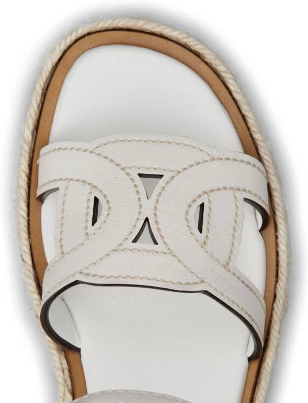 Tod's interwoven-strap leather platform sandals White