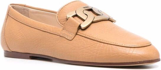 Tod's Kate gold-chain leather loafers Neutrals