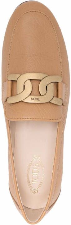 Tod's Kate gold-chain leather loafers Neutrals