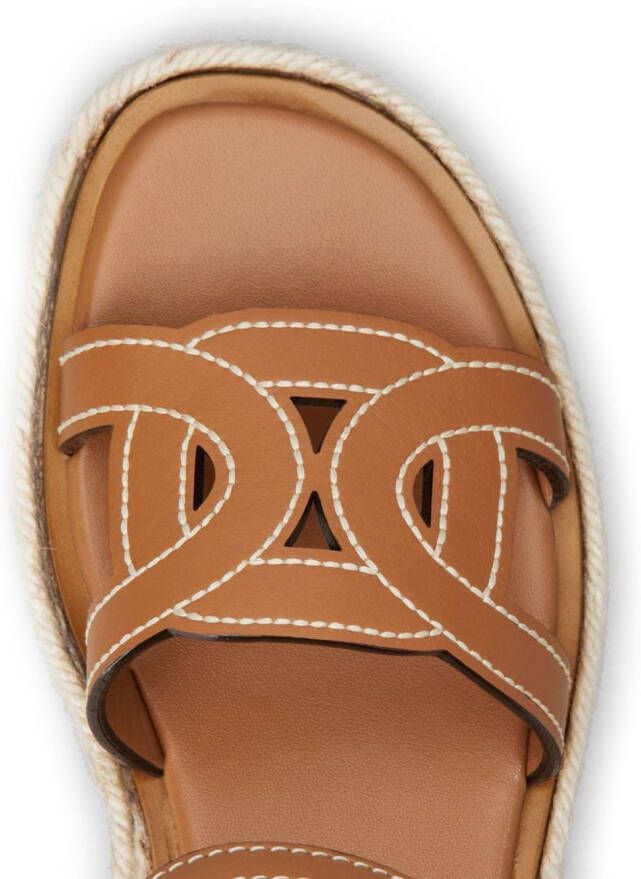 Tod's Kate platform espadrille sandals Brown