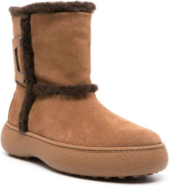 Tod's Kate shearling suede boots Brown
