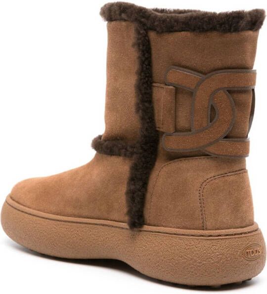 Tod's Kate shearling suede boots Brown