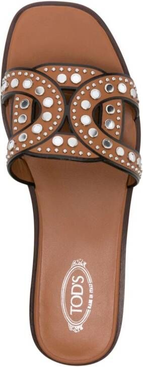 Tod's Kate studded leather sandals Brown