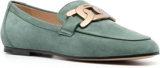 Tod's Kate suede loafers Green