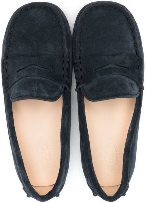 Tod's Kids slip-on suede loafers Blue