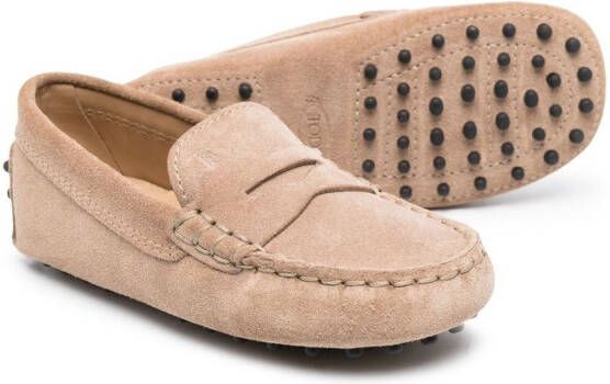 Tod's Kids slip-on suede loafers Brown