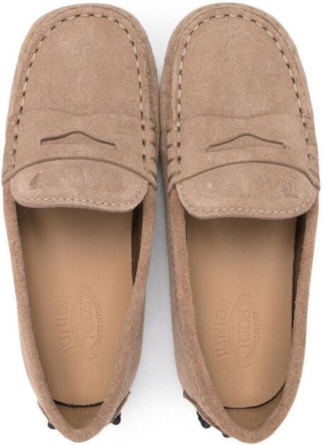 Tod's Kids slip-on suede loafers Brown