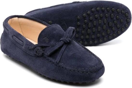 Tod's Kids tie-straps suede loafers Blue