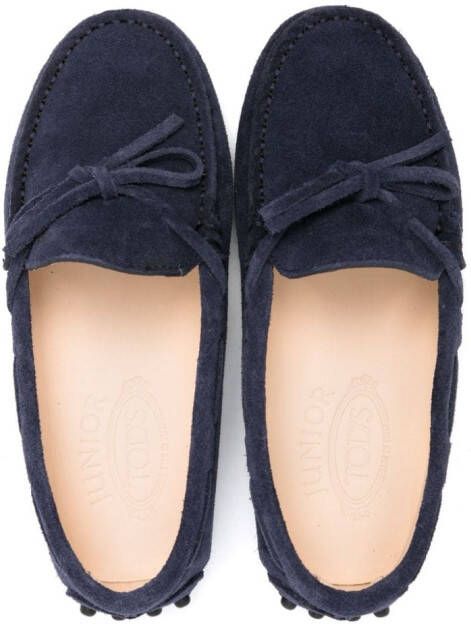 Tod's Kids tie-straps suede loafers Blue