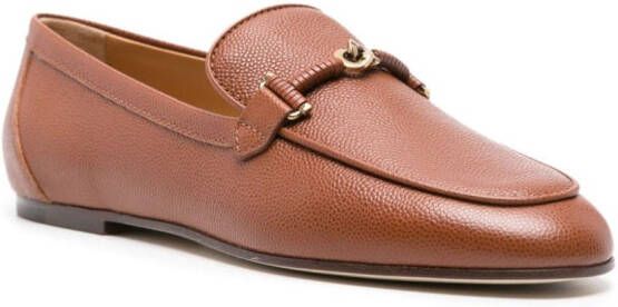 Tod's knot-plaque leather loafers Brown