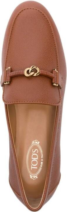 Tod's knot-plaque leather loafers Brown