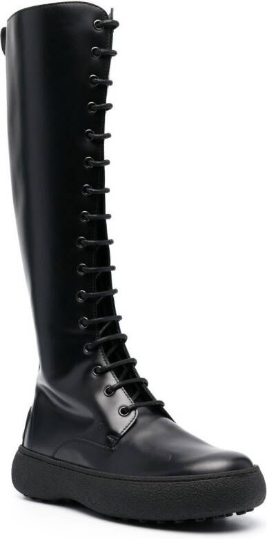 Tod's lace-up knee-length boots Black