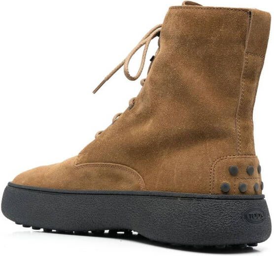 Tod's lace-up suede ankle boots Brown