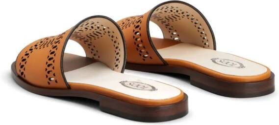 Tod's laser-cut leather sandals Orange