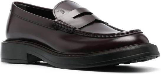 Tod's leather 50mm penny loafers Red