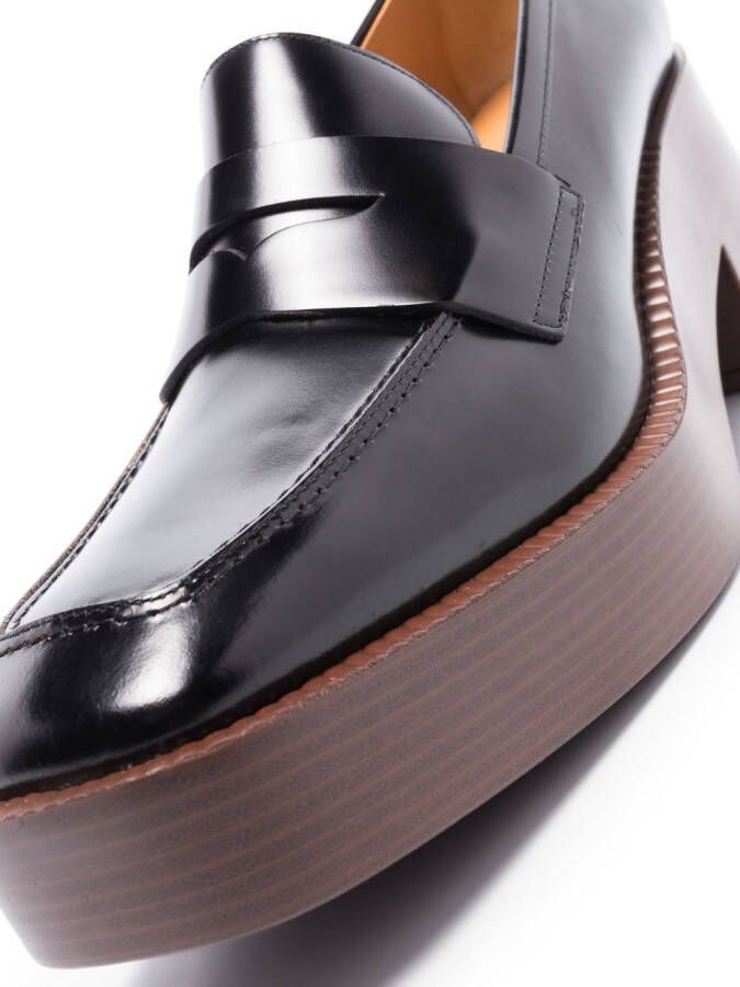 Tod's leather 75mm platform loafers Black