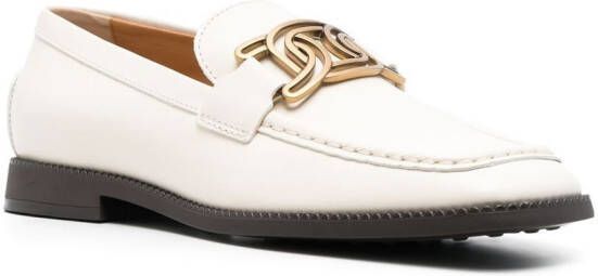 Tod's leather chain-link detail loafers White