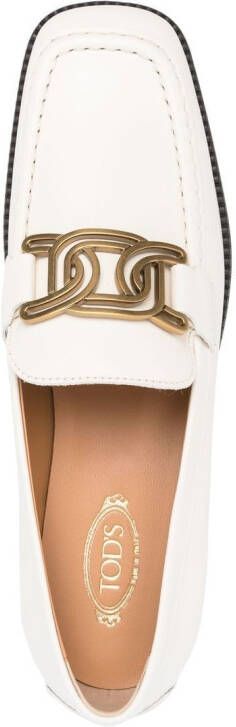 Tod's leather chain-link detail loafers White