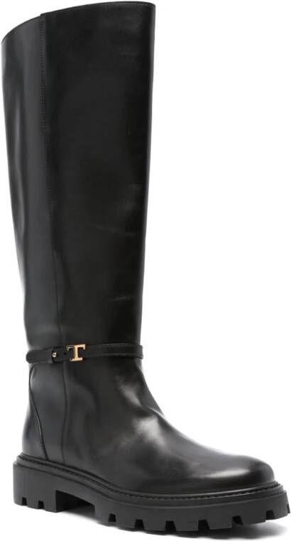 Tod's leather knee-high boots Black