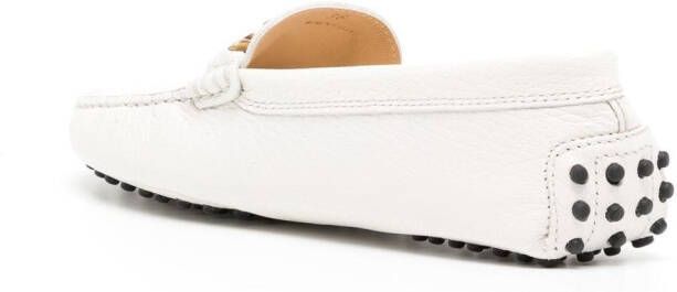 Tod's leather logo-plaque loafers White