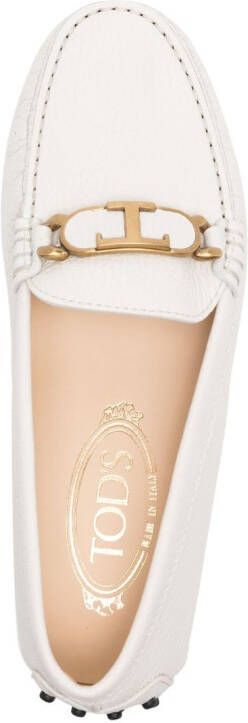 Tod's leather logo-plaque loafers White
