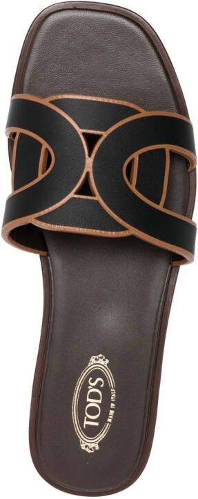 Tod's leather logo strap sandals Black