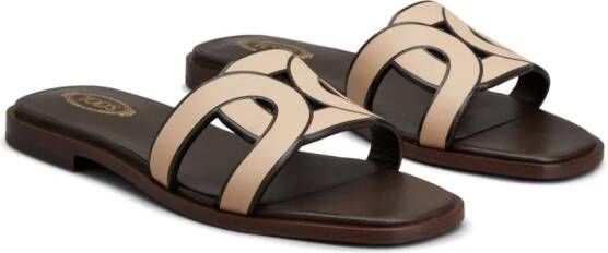 Tod's leather logo strap sandals Brown