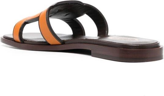 Tod's leather logo strap sandals Orange