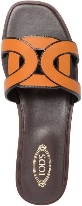Tod's leather logo strap sandals Orange