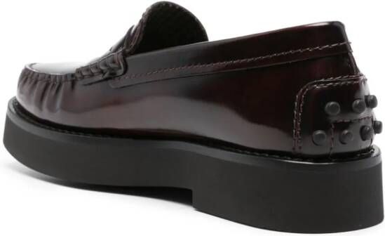 Tod's leather penny loafers Red