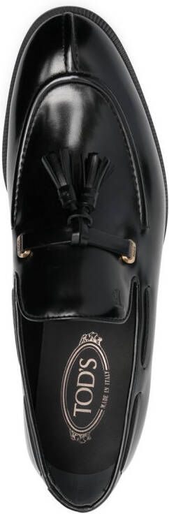 Tod's leather tassel loafers Black