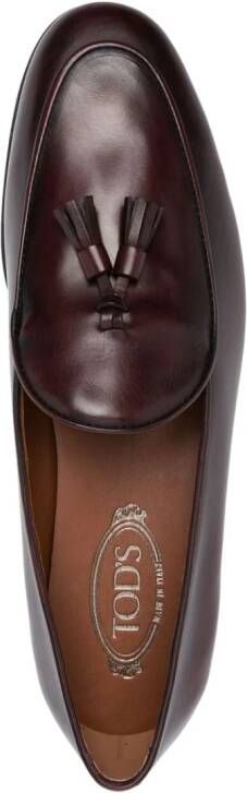 Tod's leather tassels loafers Red