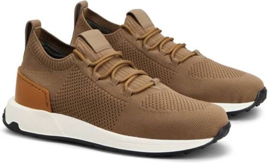 Tod's logo-appliqué knitted sneakers Brown