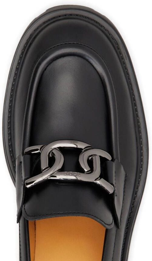 Tod's logo-buckle leather loafers Black