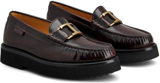 Tod's logo-buckle leather loafers Brown