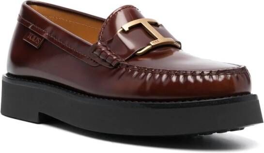Tod's logo-buckle leather loafers Brown