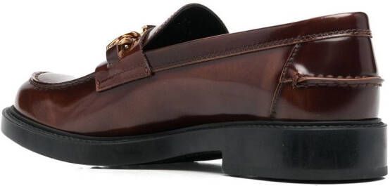 Tod's logo chain-embellished loafers Brown