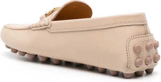 Tod's logo-chain leather loafers Neutrals