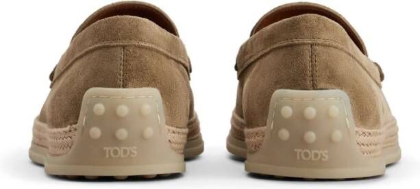 Tod's logo-debossed almond-toe espadrilles Brown