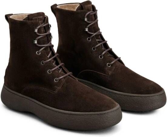 Tod's logo-debossed leather boots Brown