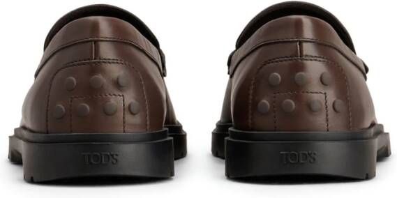 Tod's logo-debossed leather loafers Brown