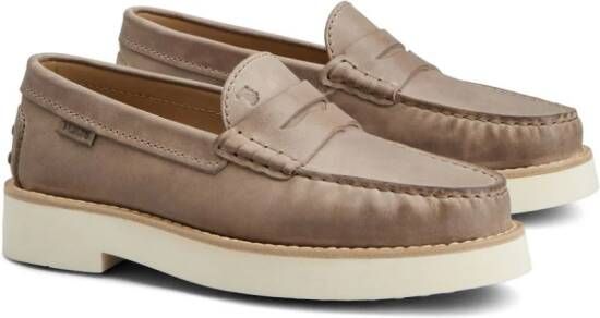 Tod's logo-debossed leather loafers Neutrals