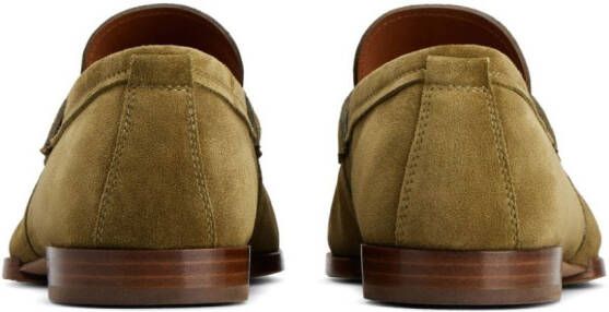 Tod's logo-debossed suede loafers Green