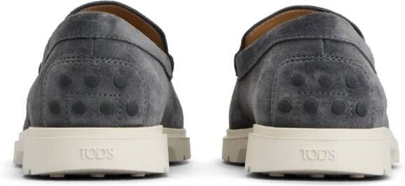 Tod's logo-debossed suede loafers Grey