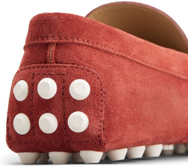 Tod's logo-debossed suede loafers Red