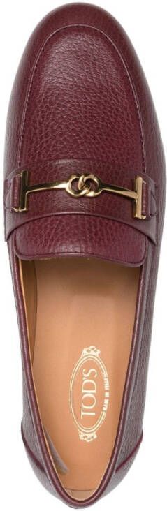 Tod's logo-detail leather loafers Red