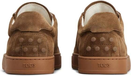 Tod's logo-embossed suede sneakers Brown