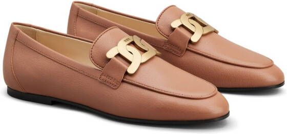 Tod's logo-engraved leather loafers Brown