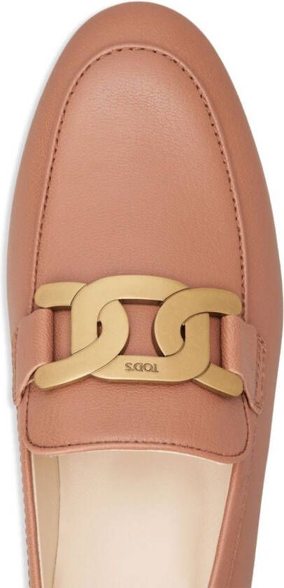 Tod's logo-engraved leather loafers Brown